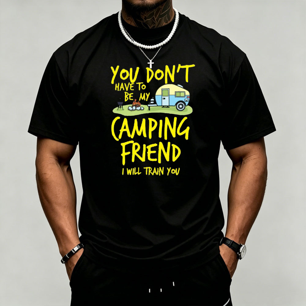 Outdoor Adventure Quotes Short - เสื้อยืดผู้ชายลายกราฟิกแคมป์ปิ้งแคมป์เปอร์เทรลเลอร์ พร้อมคำคมตลกๆ พิมพ์ลายผ้าฝ้าย สำหรับผู้รักการผจญภัยกลางแจ้ง ใส่ได้ทุกวัน