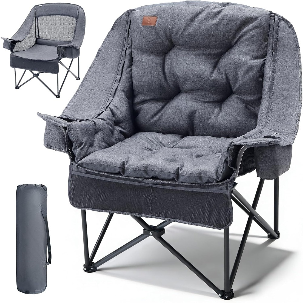 Outdoor Adventure Xl - เก้าอี้แคมป์ปิ้ง XL ทนทาน พร้อมเบาะถอดได้และช่องตาข่ายเก็บความเย็นสำหรับการผจญภัยกลางแจ้ง