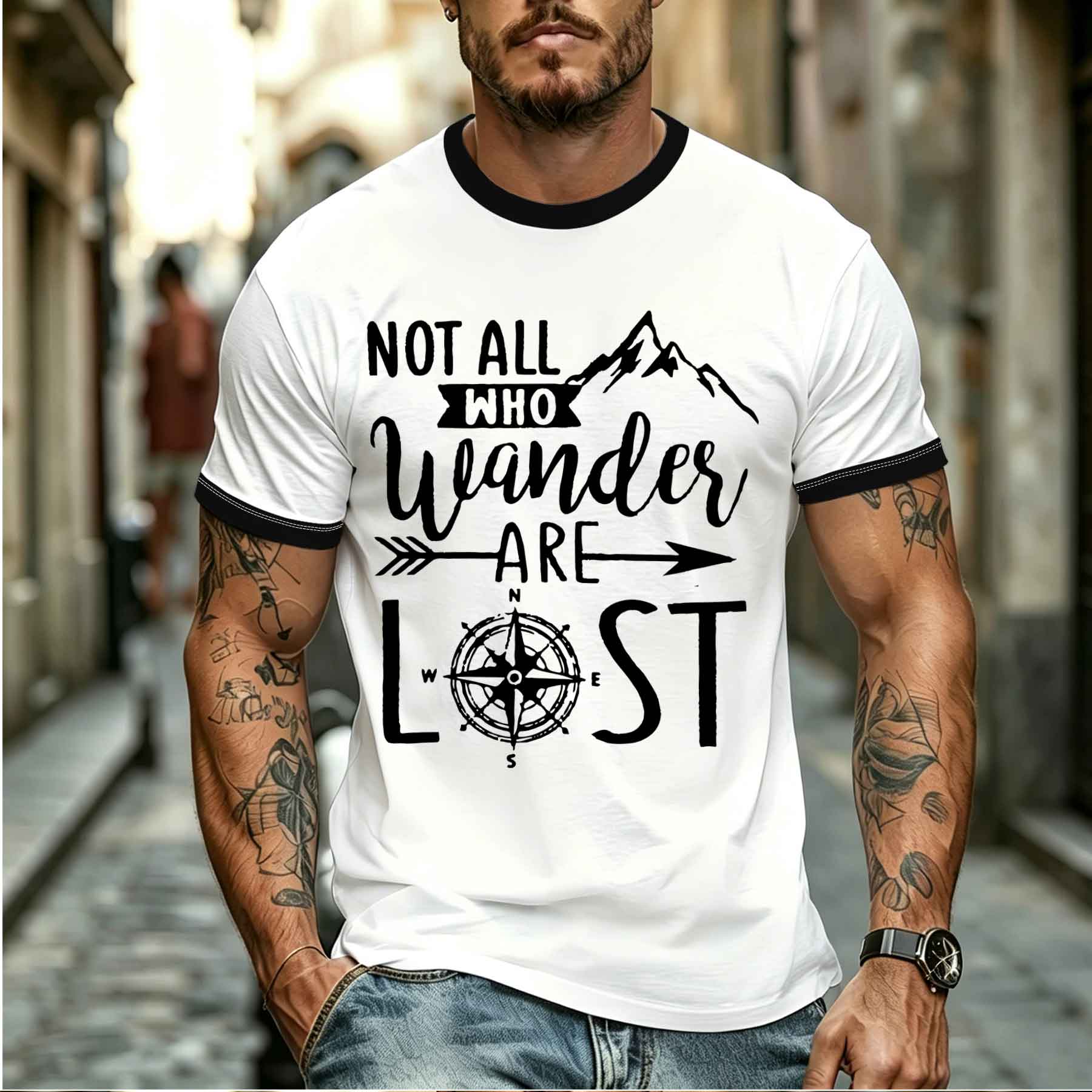 2026 รุ่นใหม่ เสื้อยืดผู้ชายสไ - Outdoor Adventure Quotes Short บทวิจารณ์และราคา