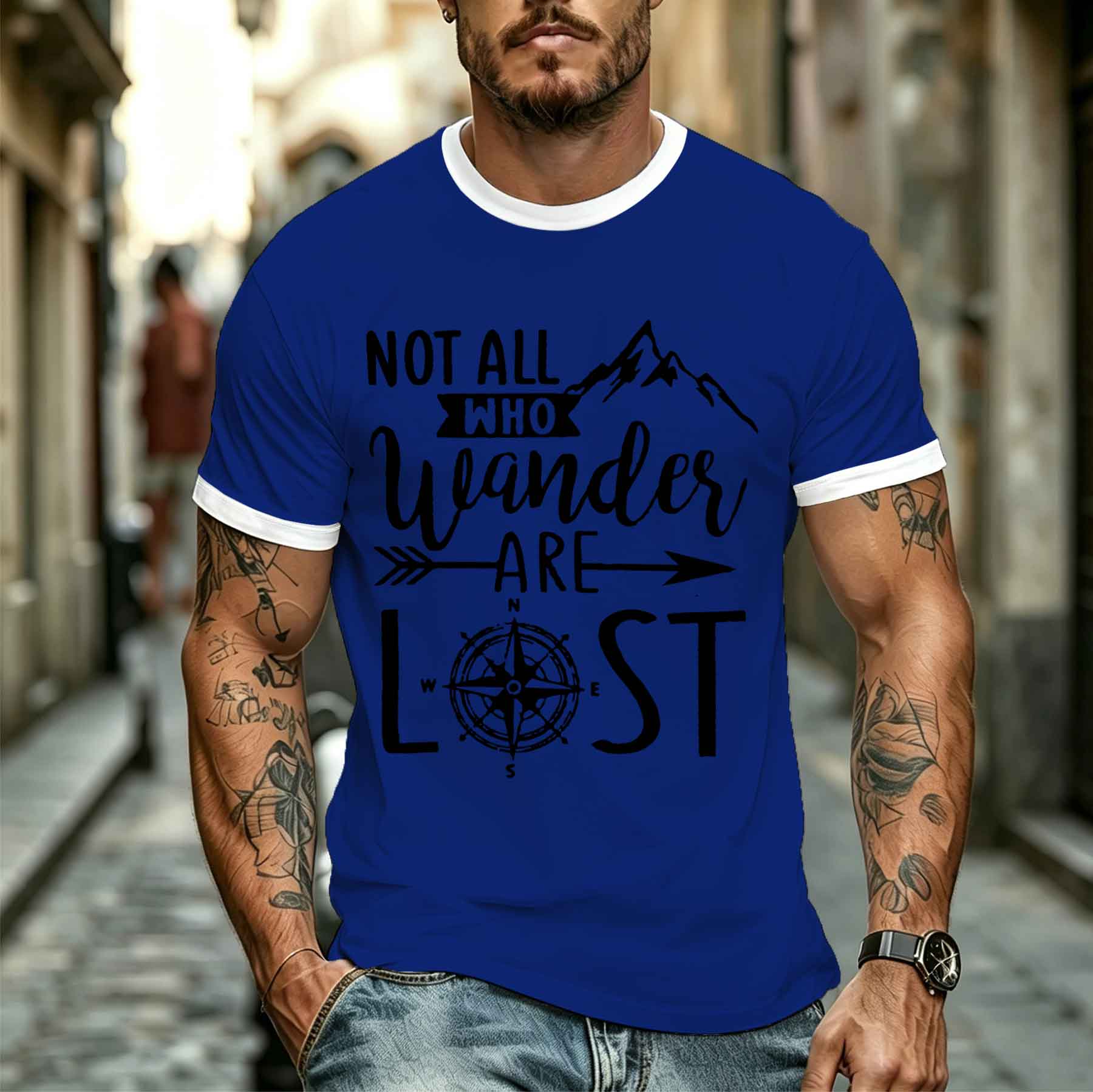 2026 รุ่นใหม่ เสื้อยืดผู้ชายสไ - Outdoor Adventure Quotes Short บทวิจารณ์และราคา