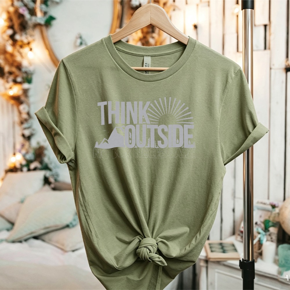 เสื้อยืดลายกราฟิก Think Outsid - Outdoor Adventure Quotes Short บทวิจารณ์และราคา