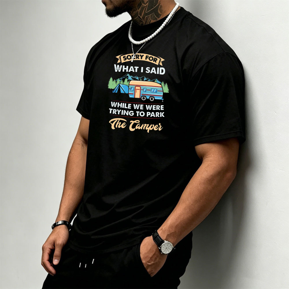 เสื้อยืดผู้ชายลายกราฟิกแคมป์ปิ - Outdoor Adventure Quotes Short บทวิจารณ์และราคา