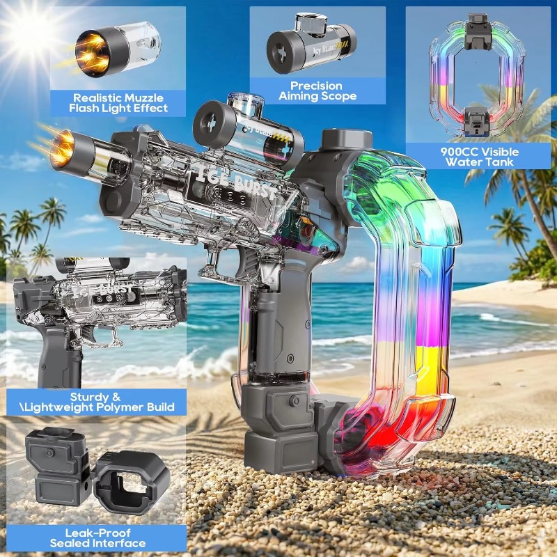 ปืนฉีดน้ำไฟฟ้ารูปวงแหวน LED สำ - Outdoor Adventure Game บทวิจารณ์และราคา