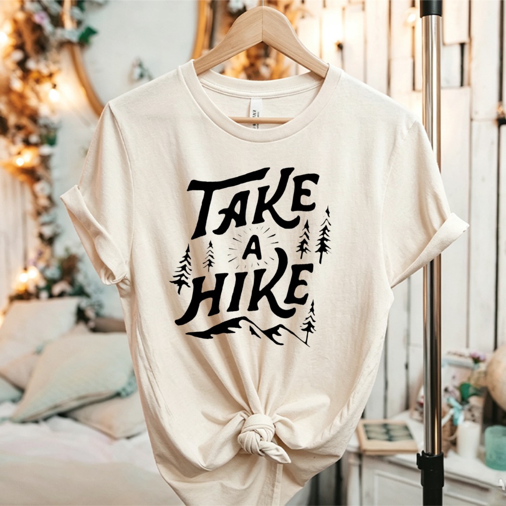 เสื้อยืดลายกราฟิกภูเขาไพน์ทรีส - Outdoor Adventure Quotes Short บทวิจารณ์และราคา