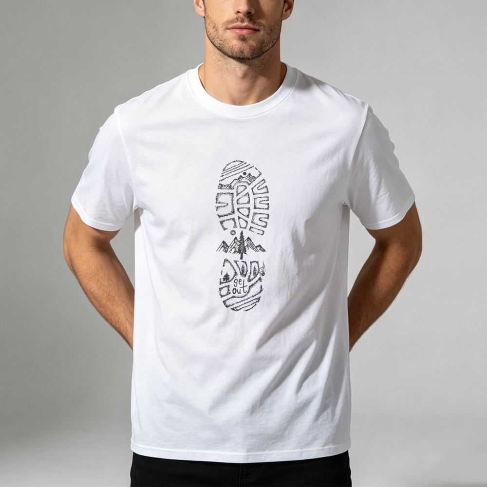 เสื้อยืดลายรอยเท้าบนภูเขา สำหร - Outdoor Adventure Quotes Short บทวิจารณ์และราคา